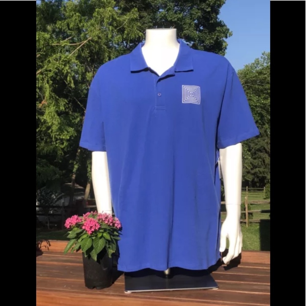LuLaRoe Men's Bud Golf Polo Shirt Americana Blue XL Large NWT Rugby Casual